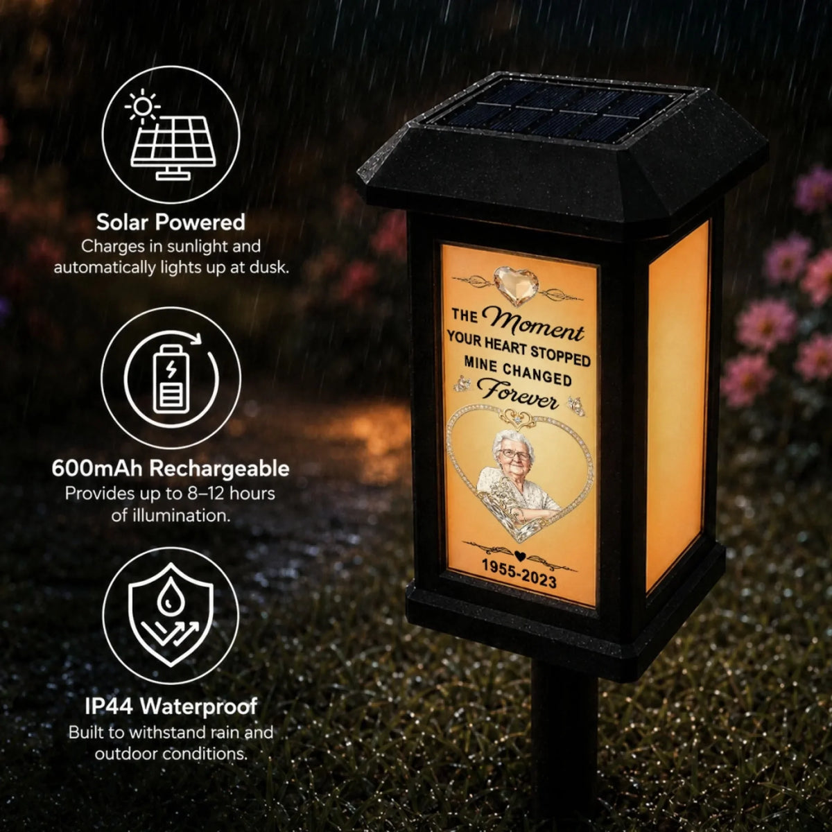 The Moment My Heart Changed Forever - Personalized Solar Garden Light