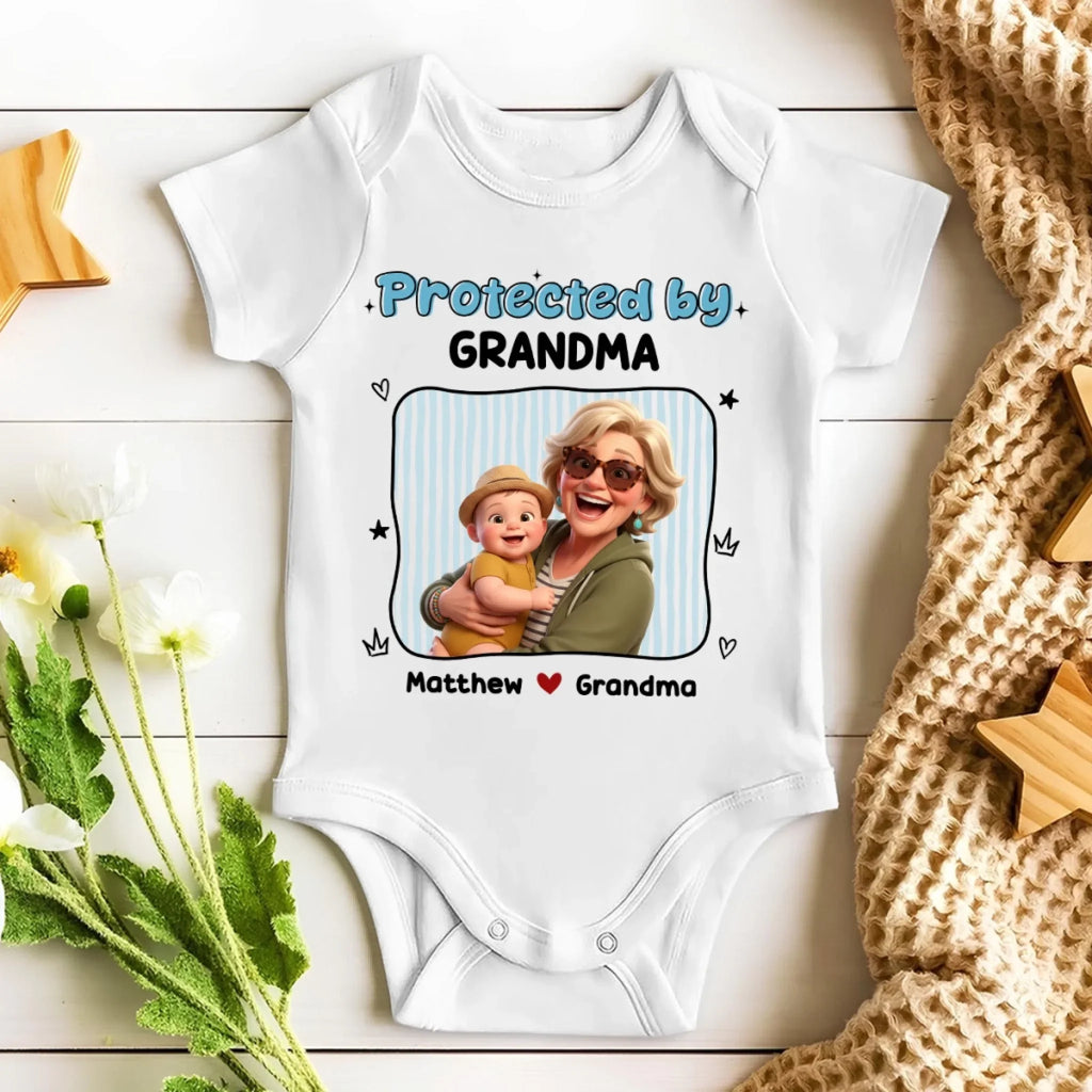 Protected By Grandma - Personalized Baby Onesie