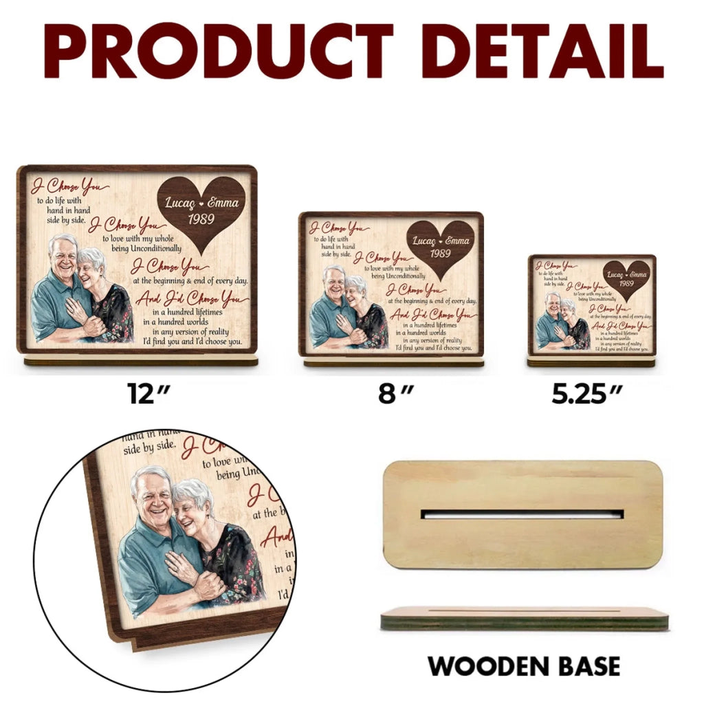 Custom Couple's Decor, Anniversary & Wedding Gift • My Love My Choice - Personalized 2-Layer Wood Plaque With Flat Base