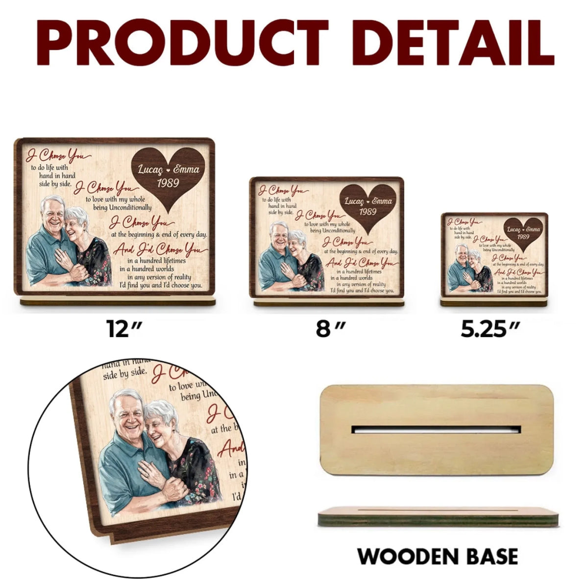 Custom Couple's Decor, Anniversary & Wedding Gift • My Love My Choice - Personalized 2-Layer Wood Plaque With Flat Base