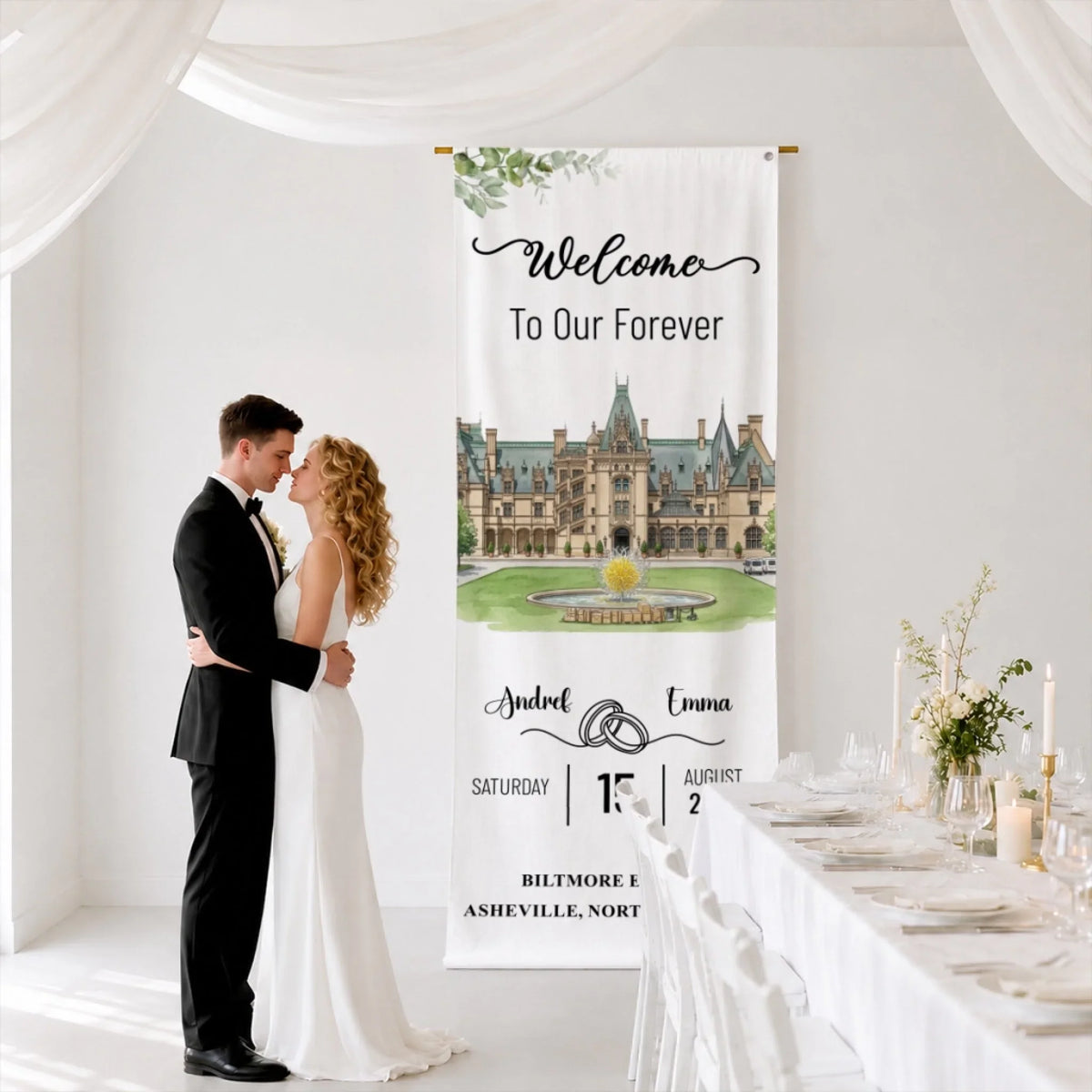 Welcome To Our Forever - Personalized Welcome Linen Sign