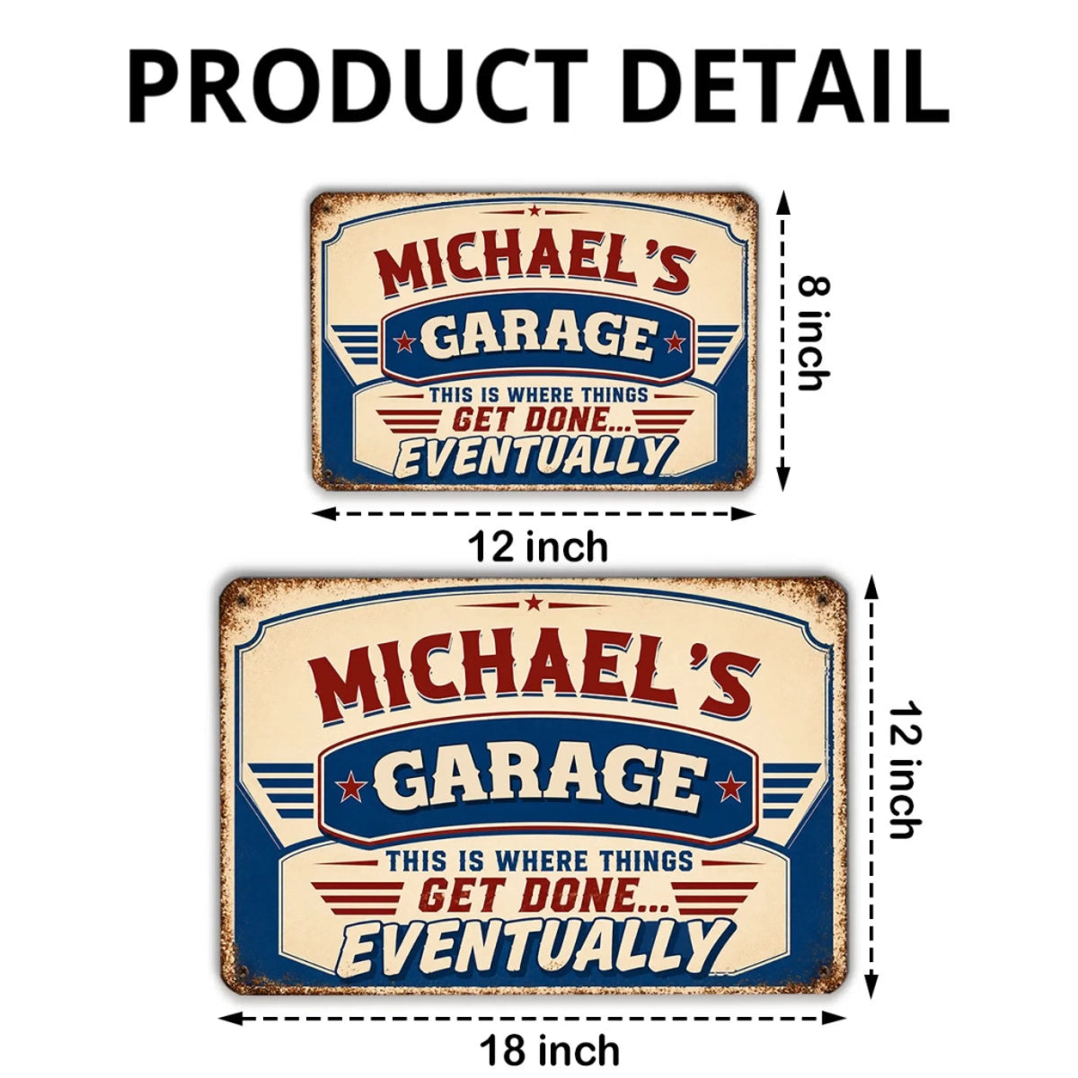 Custom Couple Anniversary Wall Decor Keepsake Gift • Good Things Take Garage Time - Personalized Metal Sign