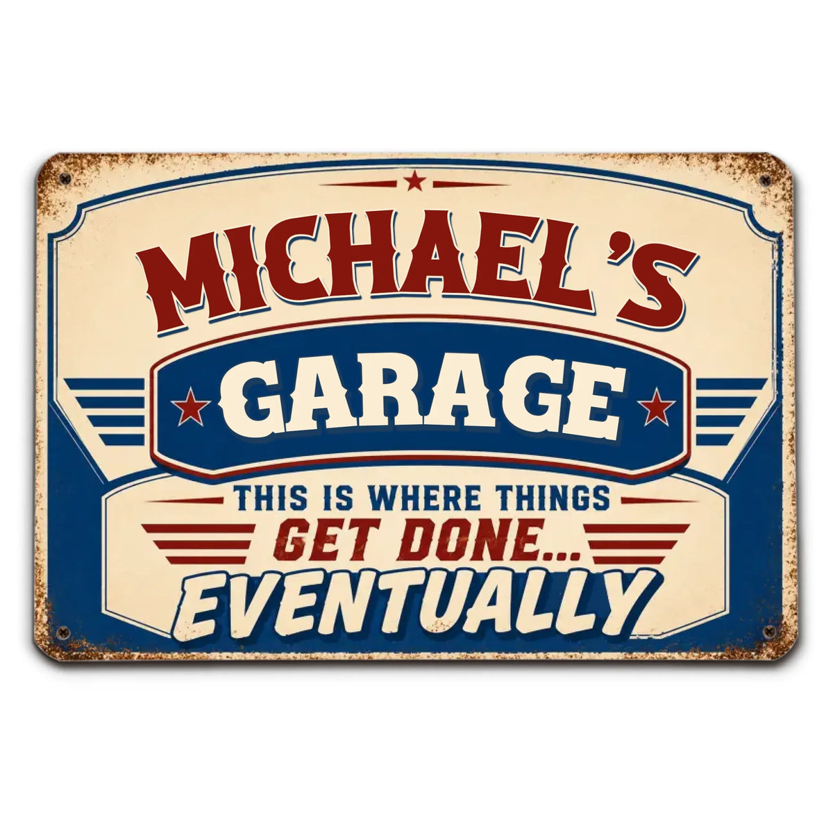 Custom Couple Anniversary Wall Decor Keepsake Gift • Good Things Take Garage Time - Personalized Metal Sign