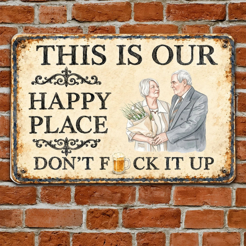 Custom Photo Couple Anniversary Wall Decor Keepsake Gift • Funny Beer Couple - Personalized Metal Sign