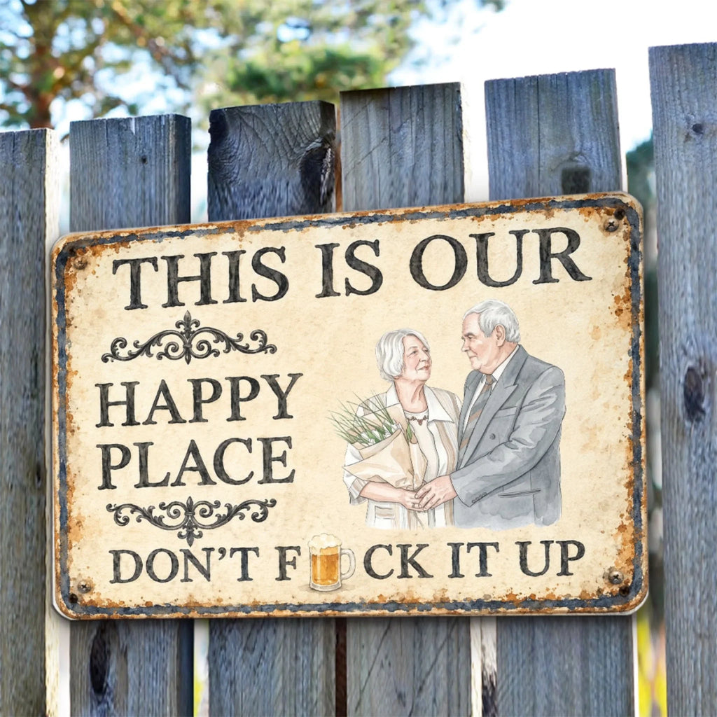 Custom Photo Couple Anniversary Wall Decor Keepsake Gift • Funny Beer Couple - Personalized Metal Sign