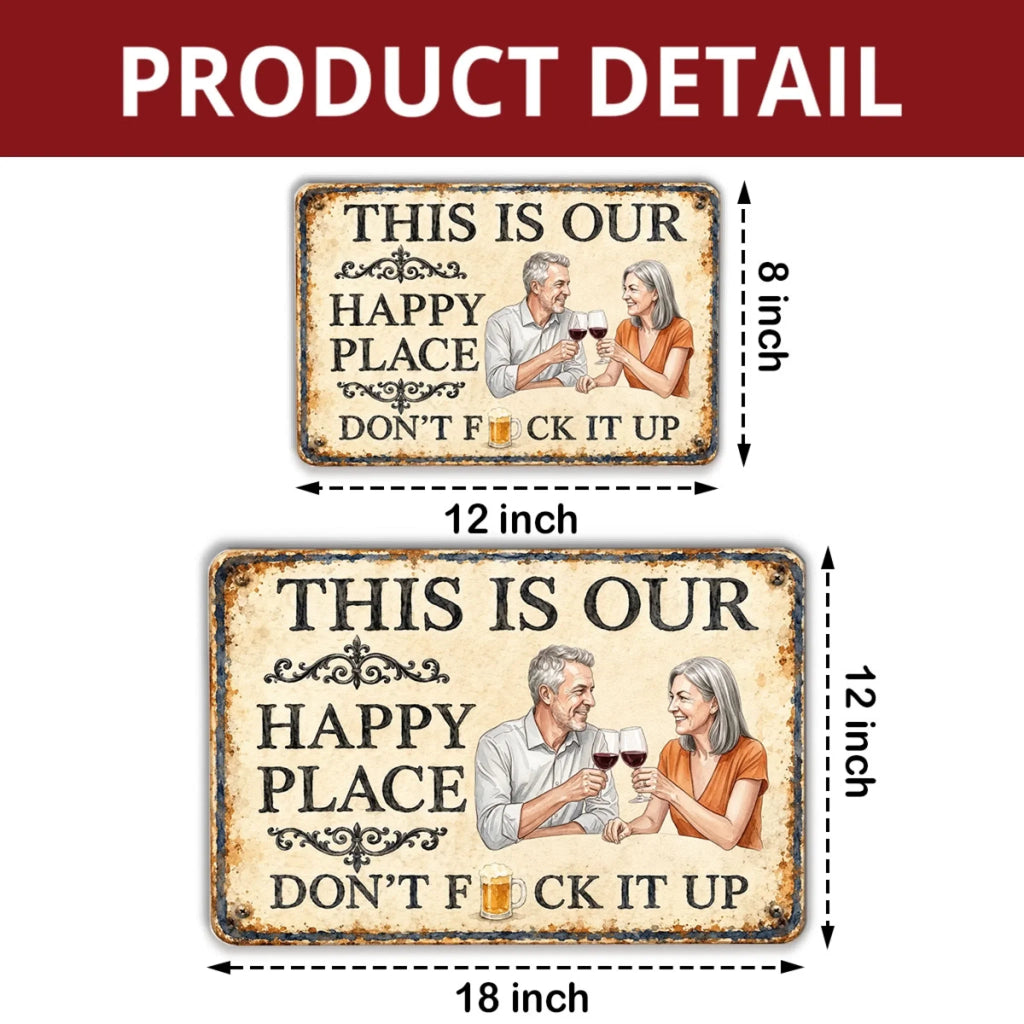 Custom Photo Couple Anniversary Wall Decor Keepsake Gift • Funny Beer Couple - Personalized Metal Sign