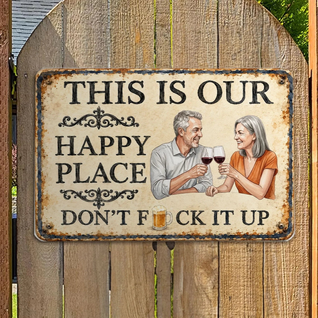 Custom Photo Couple Anniversary Wall Decor Keepsake Gift • Funny Beer Couple - Personalized Metal Sign