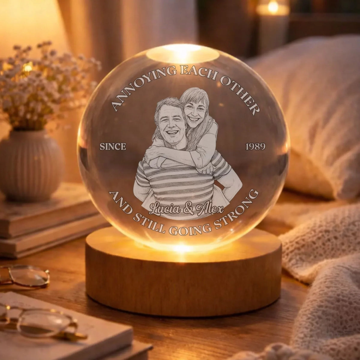 Forever To Go - Personalized Crystal Globe Lamp