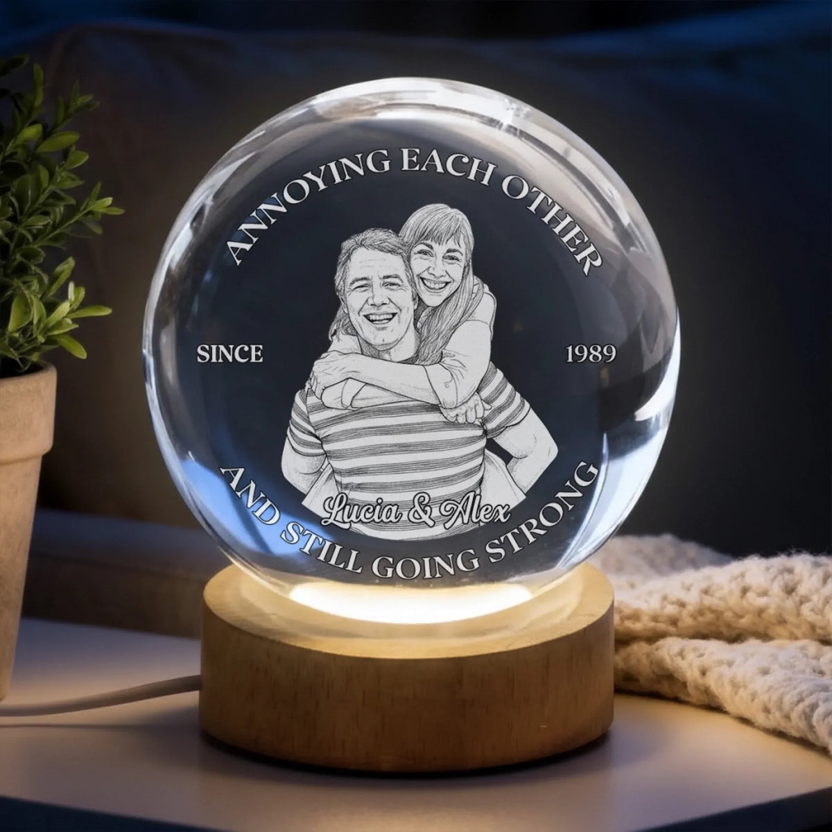 Forever To Go - Personalized Crystal Globe Lamp