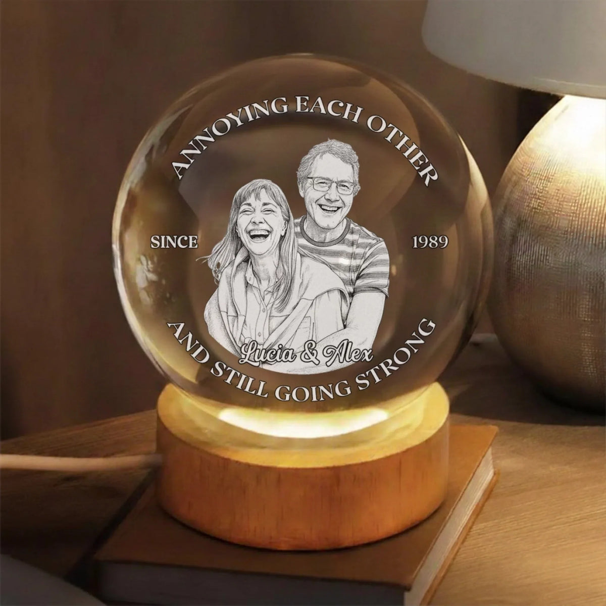 Forever To Go - Personalized Crystal Globe Lamp