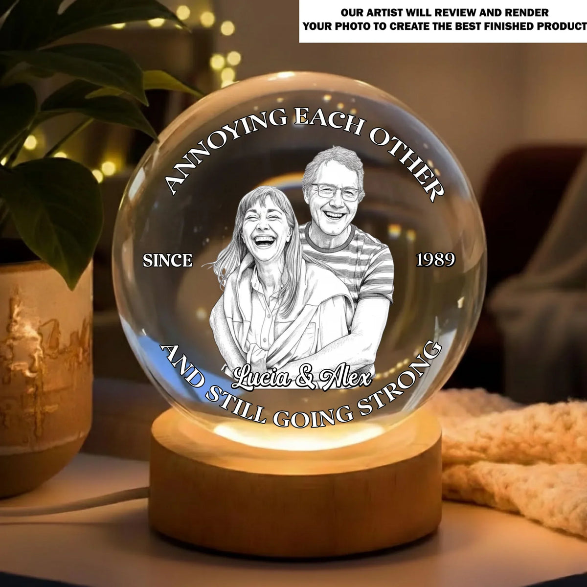 Forever To Go - Personalized Crystal Globe Lamp