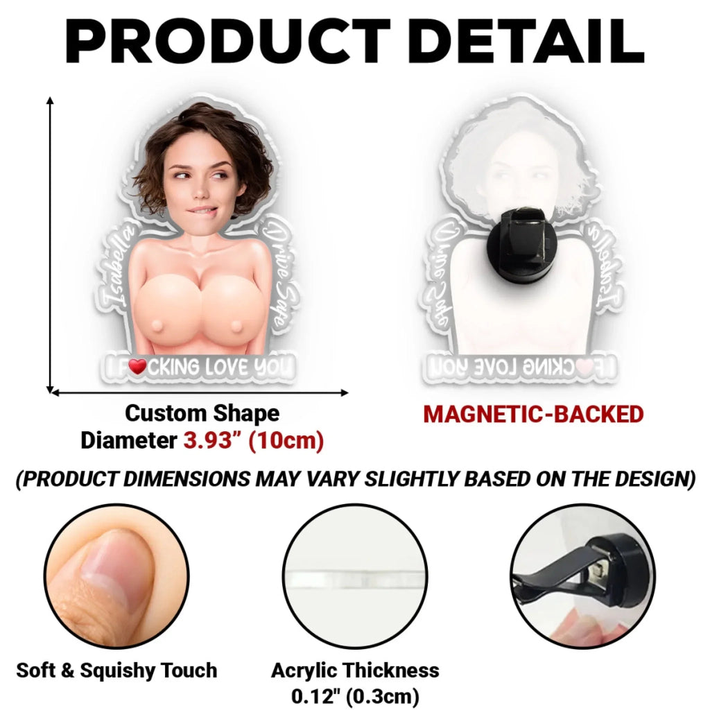Custom Photo 3D Spicy Gifts For HUsband • Just One More Poke - Personalized Squishy Acrylic Car Vent Clip