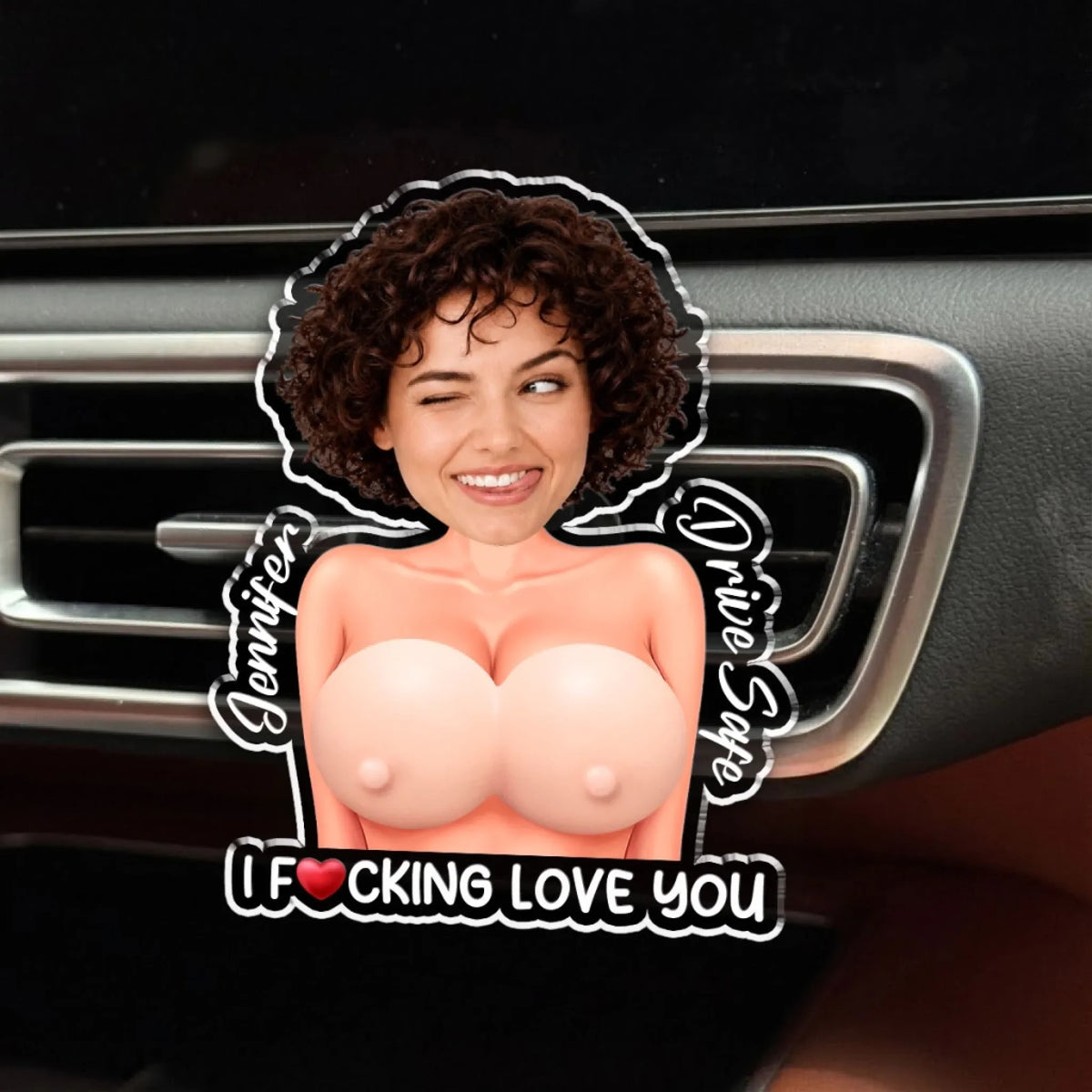 Custom Photo 3D Spicy Gifts For HUsband • Just One More Poke - Personalized Squishy Acrylic Car Vent Clip