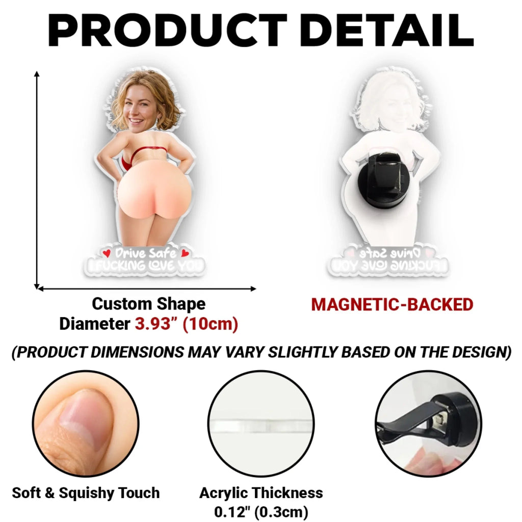 Custom Photo 3D Spicy Gifts For Husband • Funny Wife - Personalized Squishy Acrylic Car Vent Clip