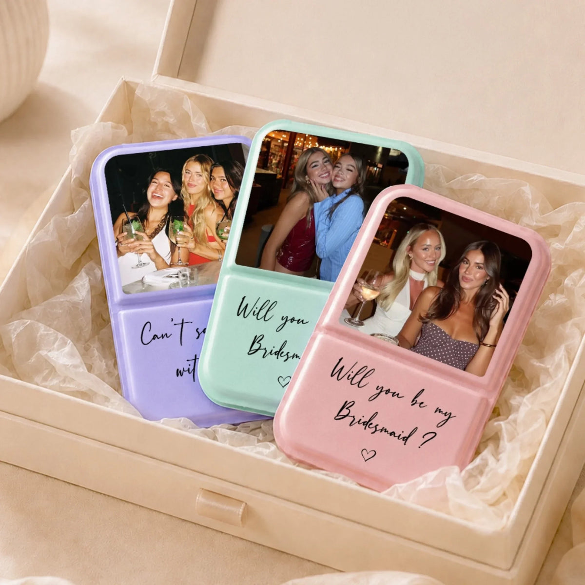 Will You Be My Bridesmaid - Personalized Pocket Leather Mirror
