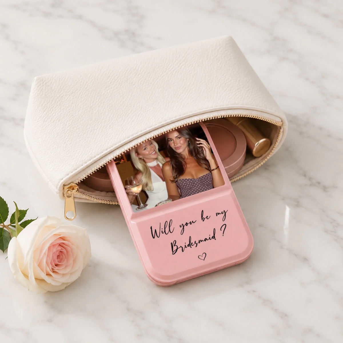 Will You Be My Bridesmaid - Personalized Pocket Leather Mirror