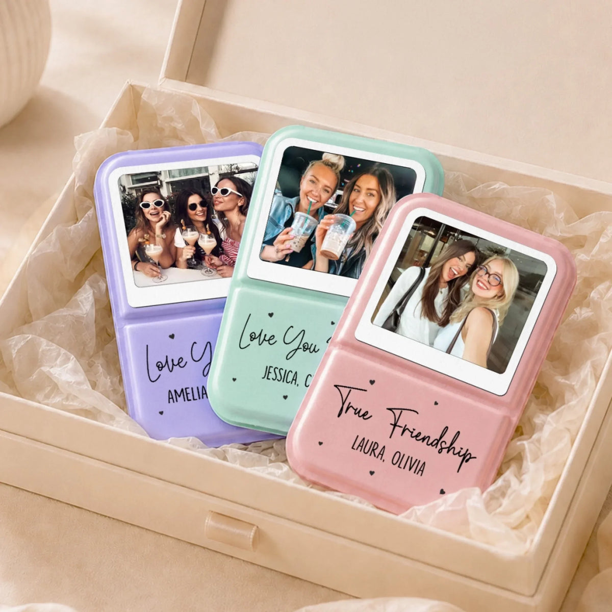 True Friendship - Personalized Pocket Leather Mirror