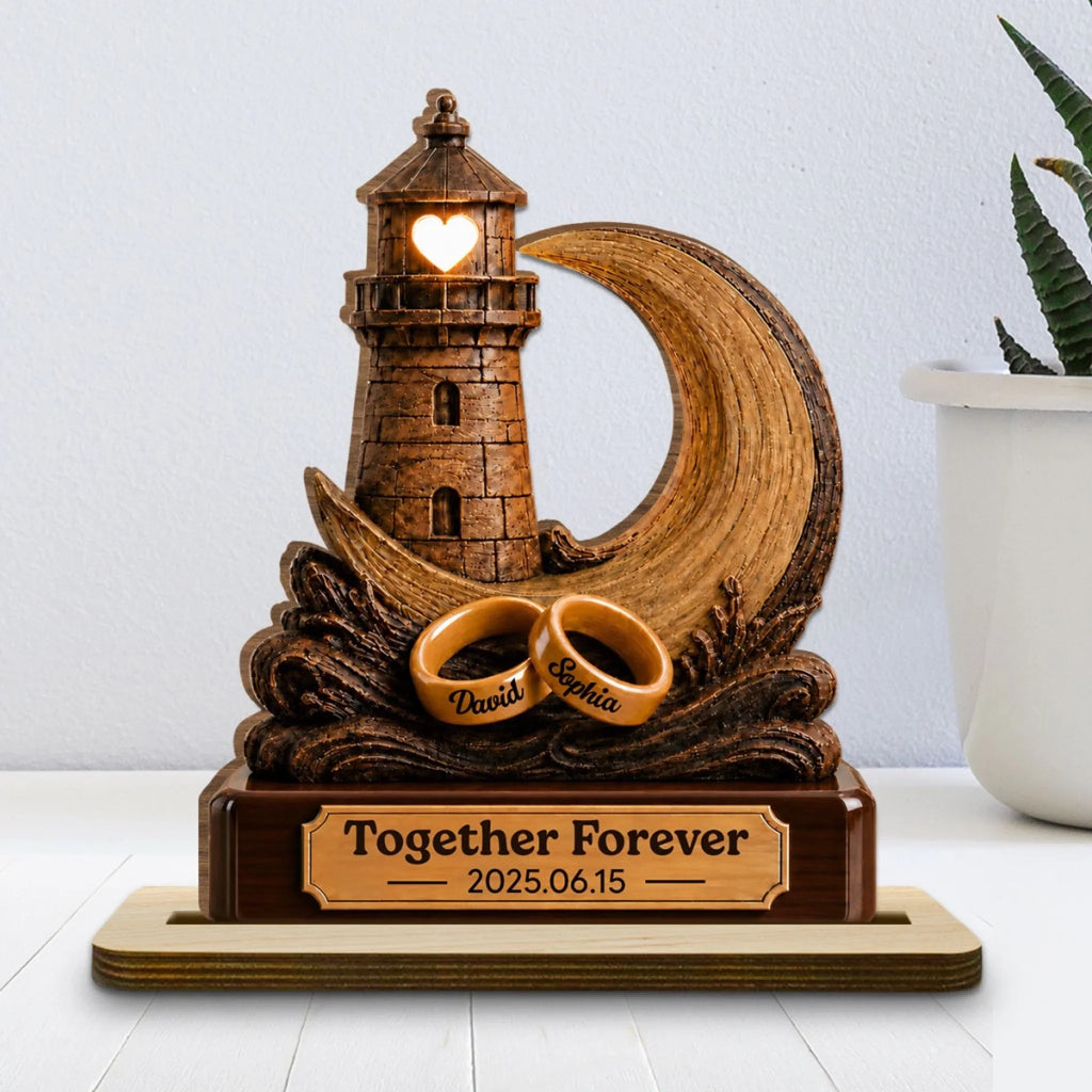 Custom Couple's Decor, Anniversary & Wedding Gift • Together Through Life - Personalized 2-Layer Wood Plaque With Flat Base
