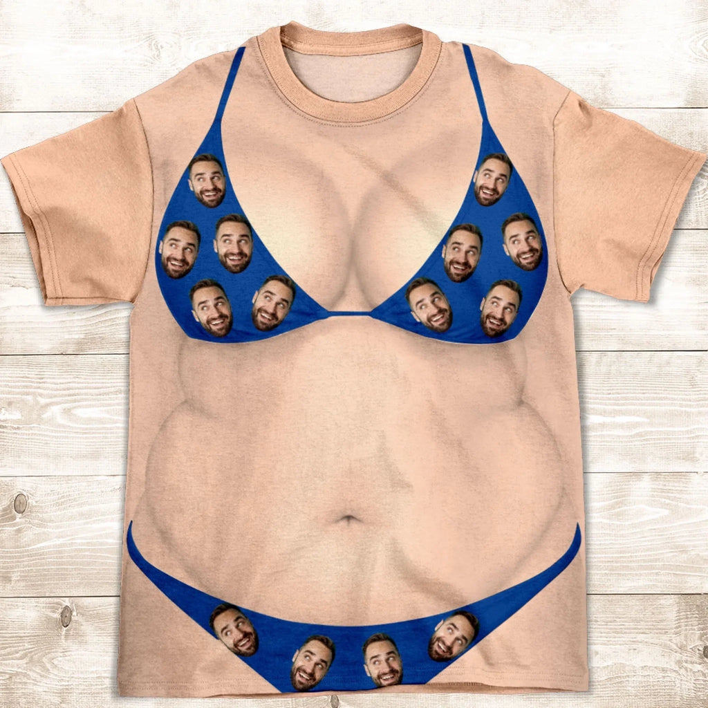 Custom Photo Christmas Anniversary Keepsake Gifts For Wife • My Man My Bikini - Personalized All-over-print T-shirt