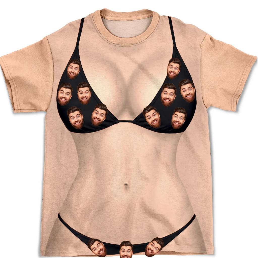 Custom Photo Christmas Anniversary Keepsake Gifts For Wife • My Man My Bikini - Personalized All-over-print T-shirt