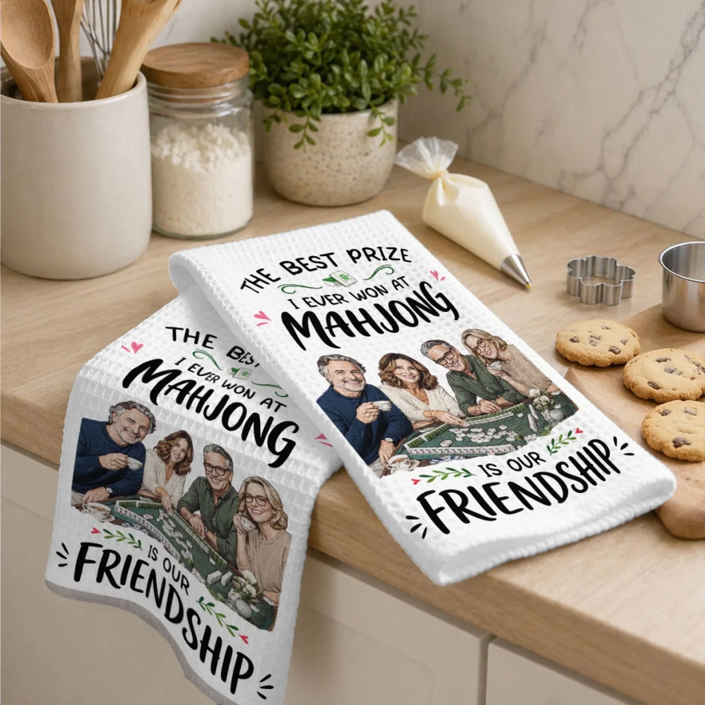 Custom Best Friend Kitchen Towel With Names, Birthday Christmas Gift For Friend Bestie • Every Tile Brings Us Closer - Personalized Kitchen Towel