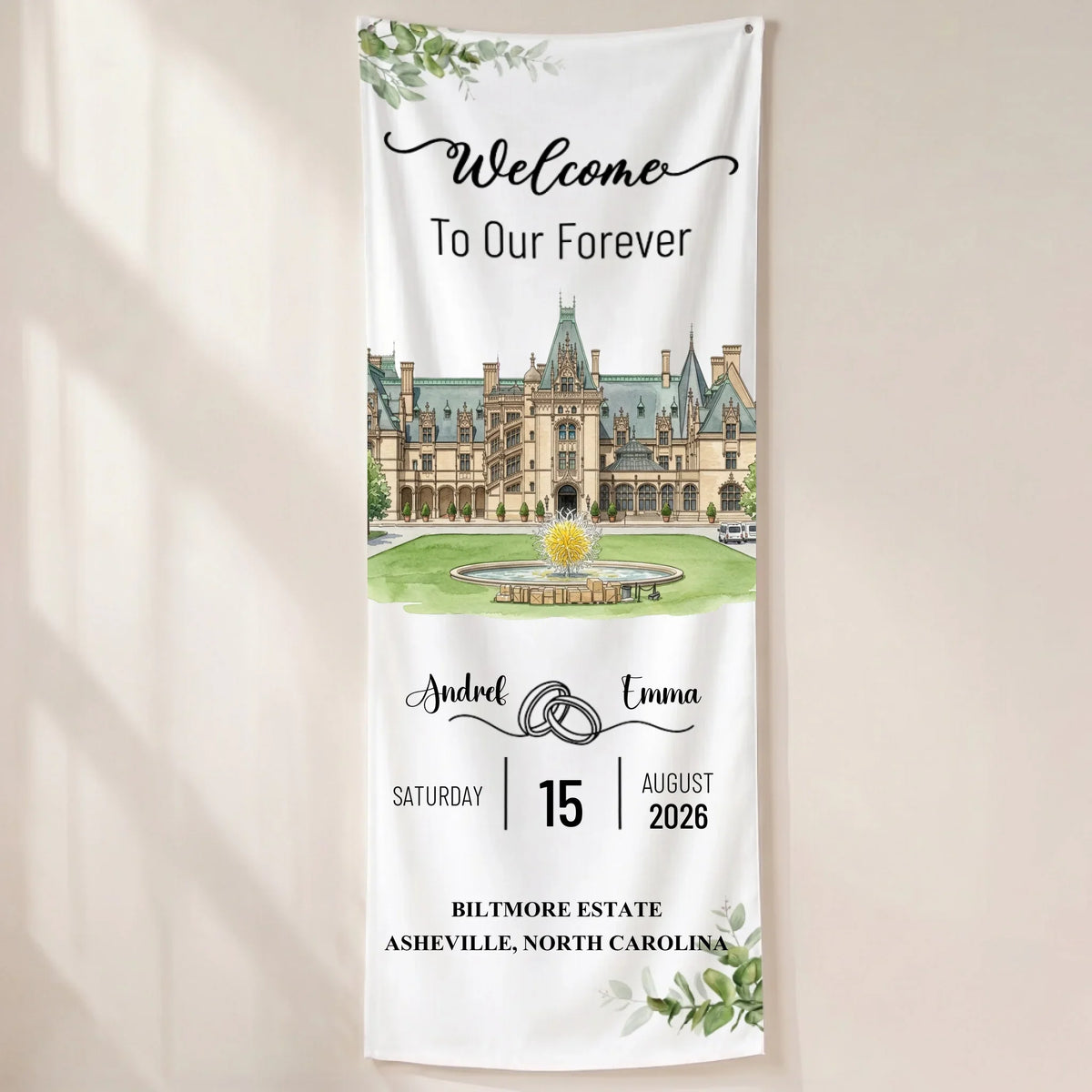 Welcome To Our Forever - Personalized Welcome Linen Sign