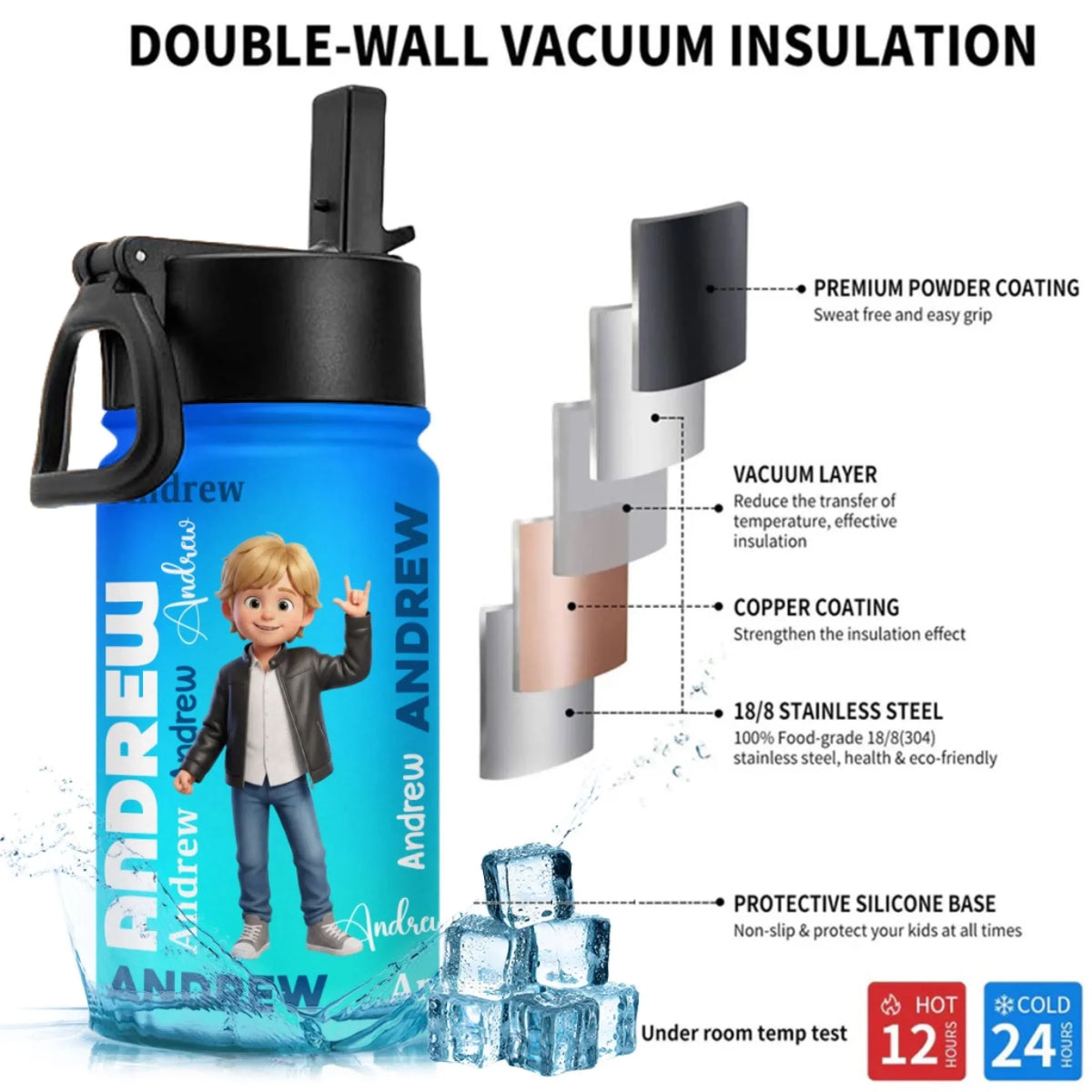Colourful Children Day - Personalized Kids Water Bottle