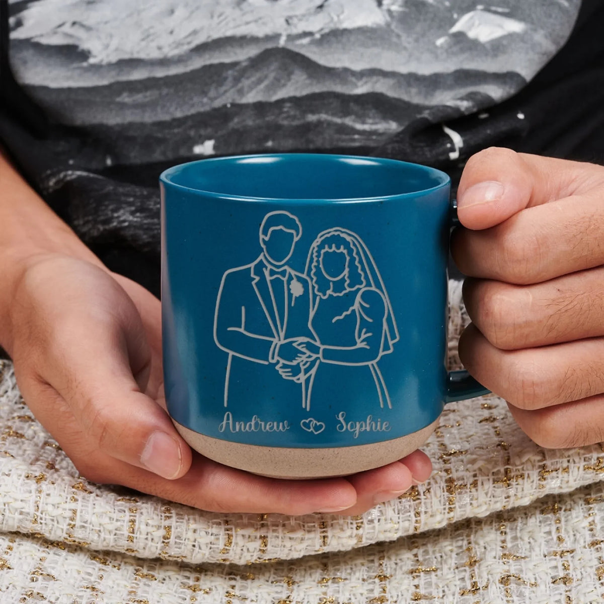 Custom Photo Anniversary Keepsake Gifts For Couple • Couple Tree - Personalized Engraved Pottery Mug