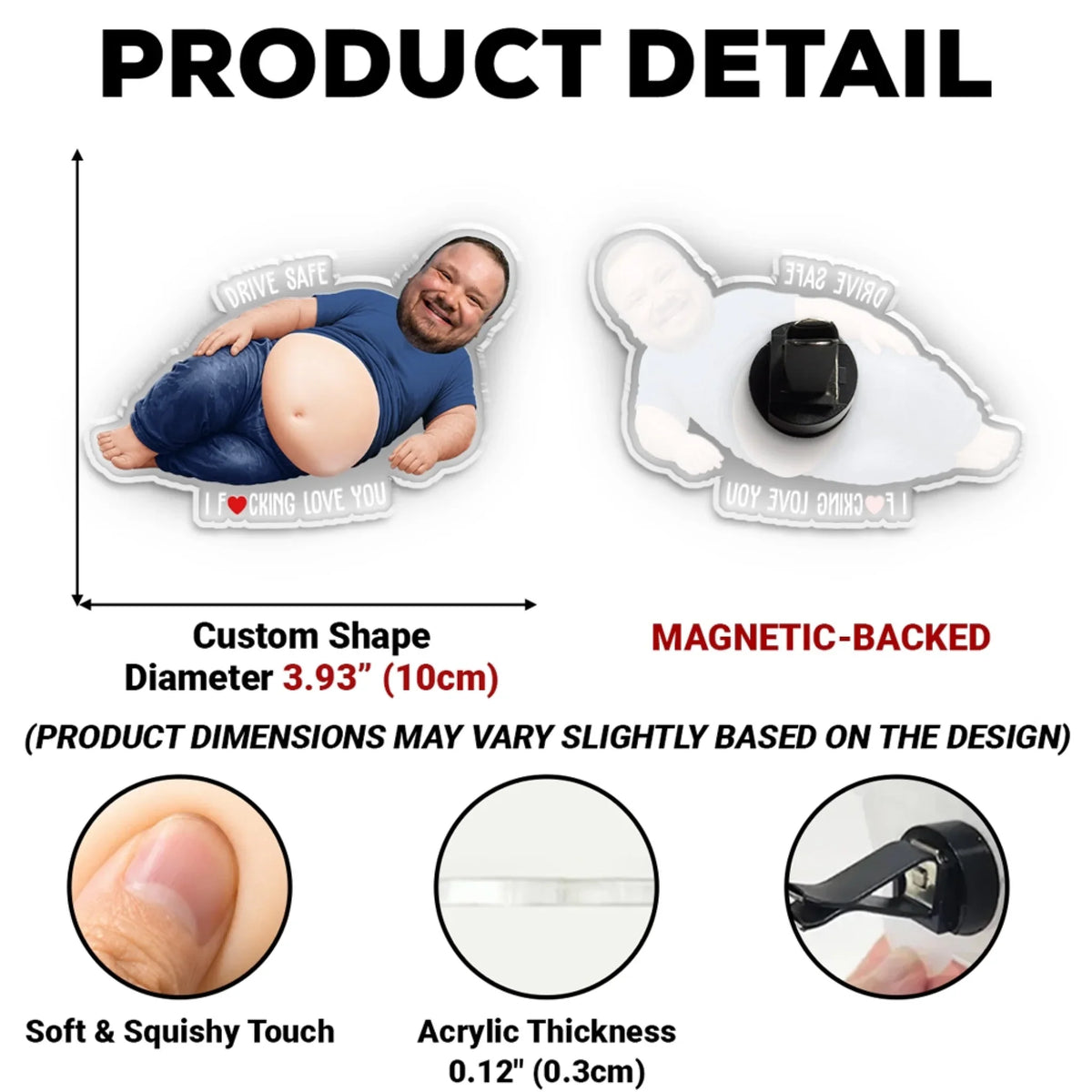 Custom Photo 3D Spicy Gifts For Wife • It Is Not A Dad Bod - Personalized Squishy Acrylic Car Vent Clip