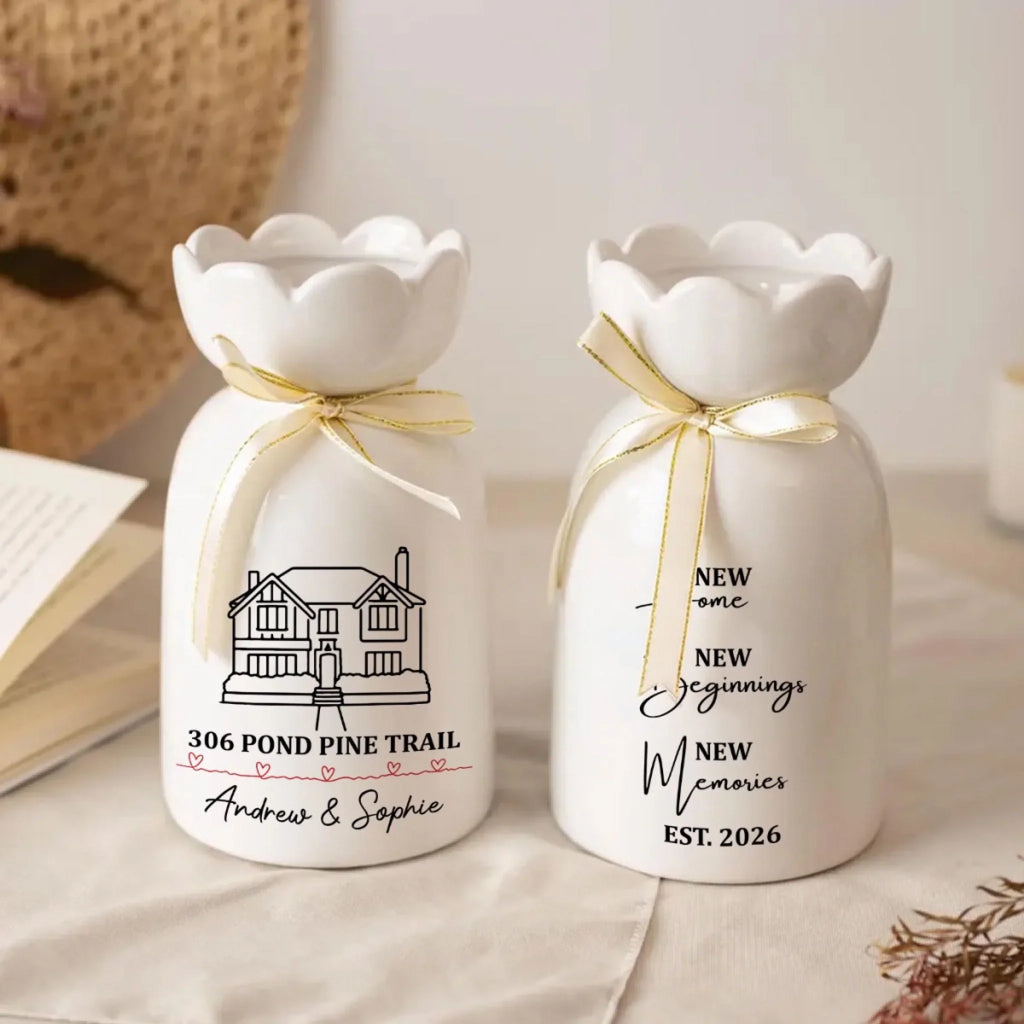 Our Forever Home - Personalized Ribbon Tie Flower Vase