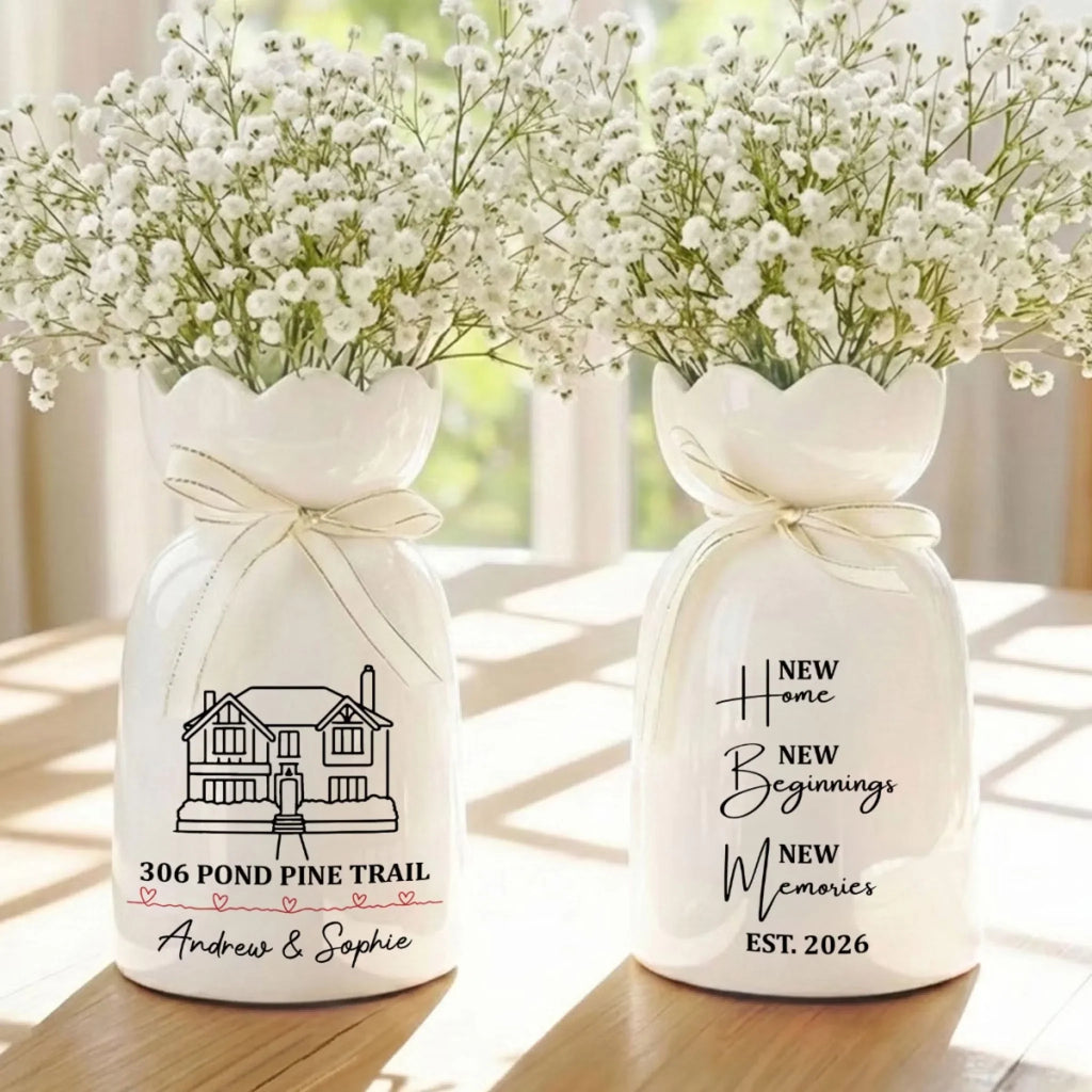 Our Forever Home - Personalized Ribbon Tie Flower Vase