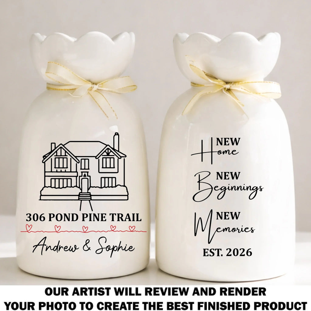 Our Forever Home - Personalized Ribbon Tie Flower Vase