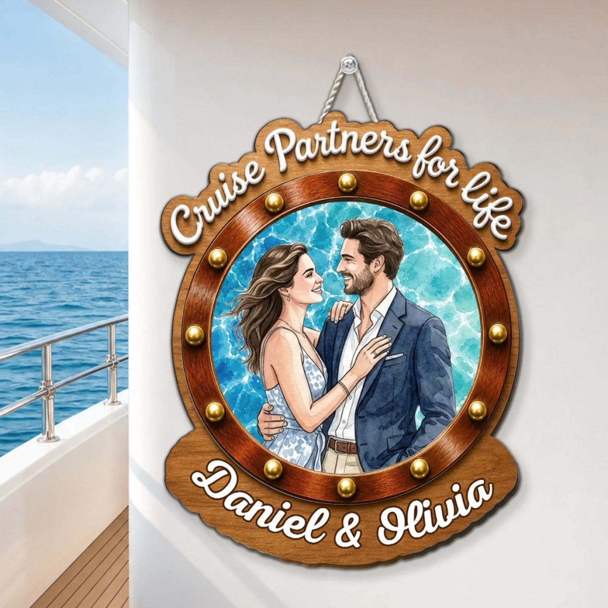Custom Photo Family Summer Backyard, Patio & Porch Decor • Cruise Partners - Personalized Wood Sign