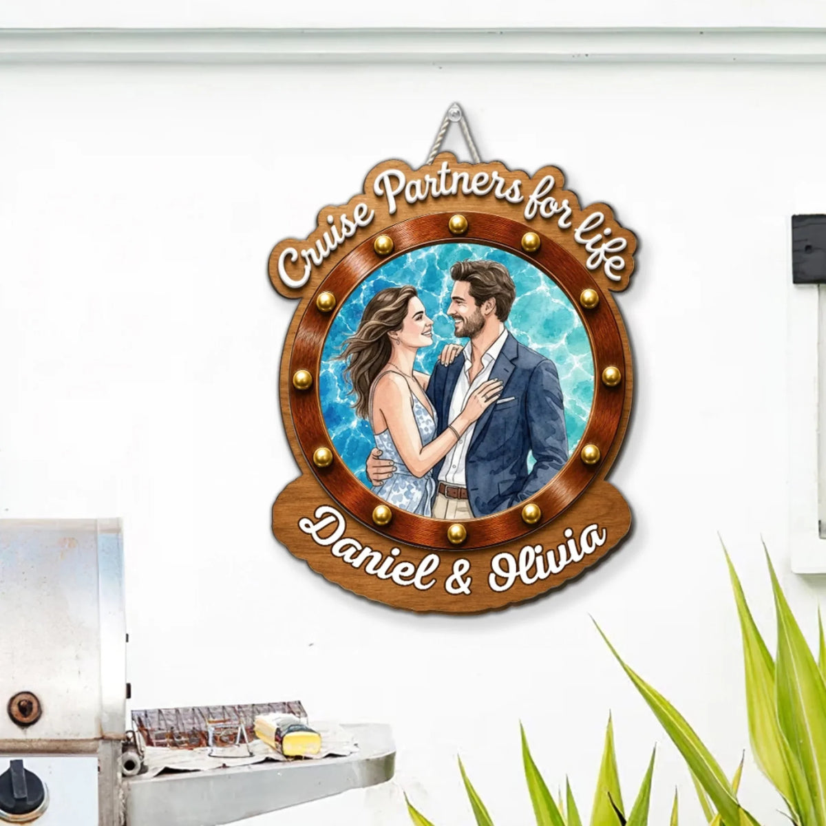 Custom Photo Family Summer Backyard, Patio & Porch Decor • Cruise Partners - Personalized Wood Sign