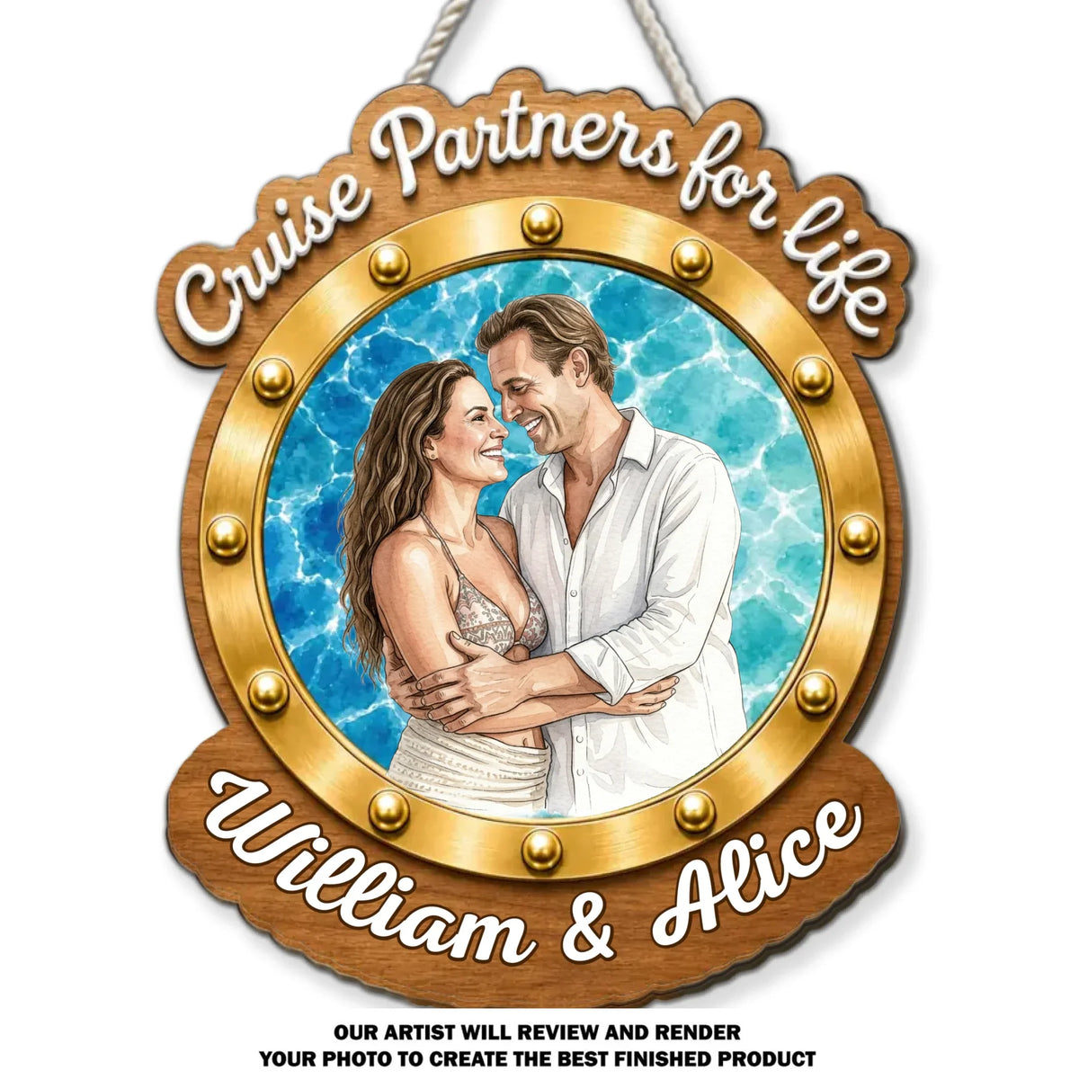 Custom Photo Family Summer Backyard, Patio & Porch Decor • Cruise Partners - Personalized Wood Sign
