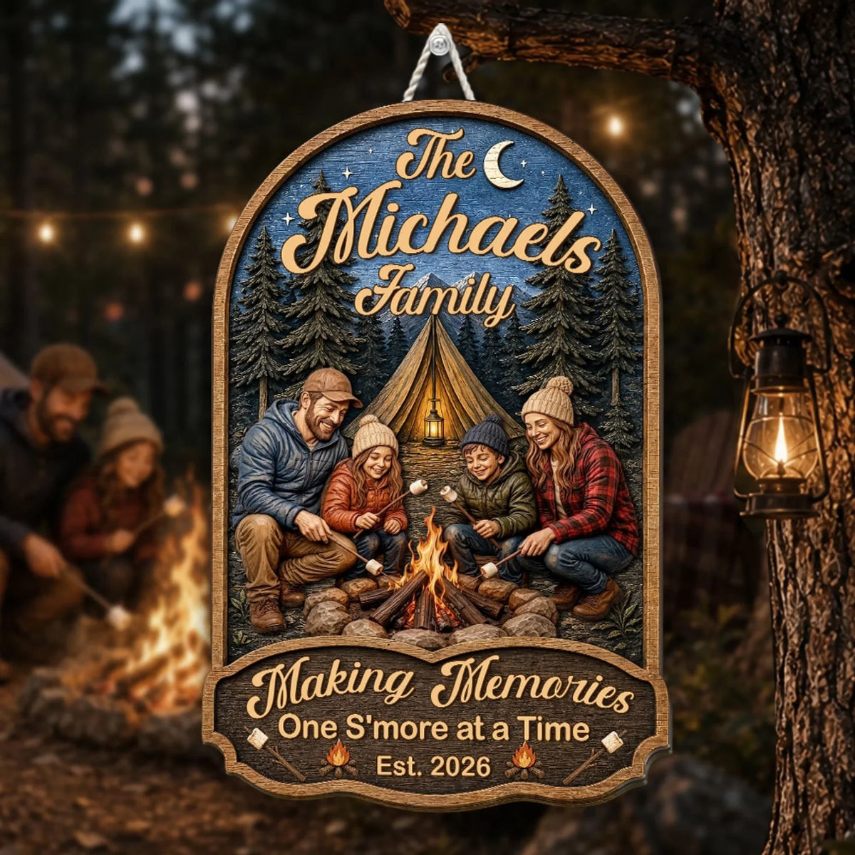 Custom Photo Family Summer Backyard, Patio & Porch Decor • Smores Are Better Together - Personalized Wood Sign