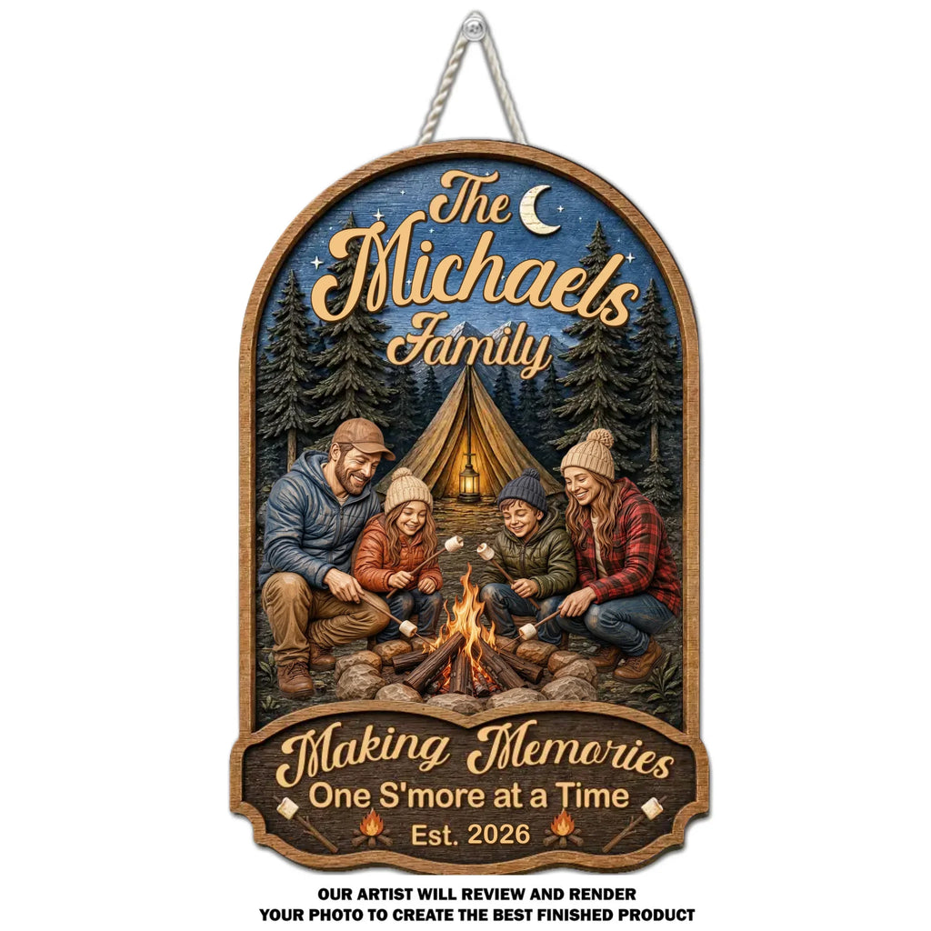 Custom Photo Family Summer Backyard, Patio & Porch Decor • Smores Are Better Together - Personalized Wood Sign