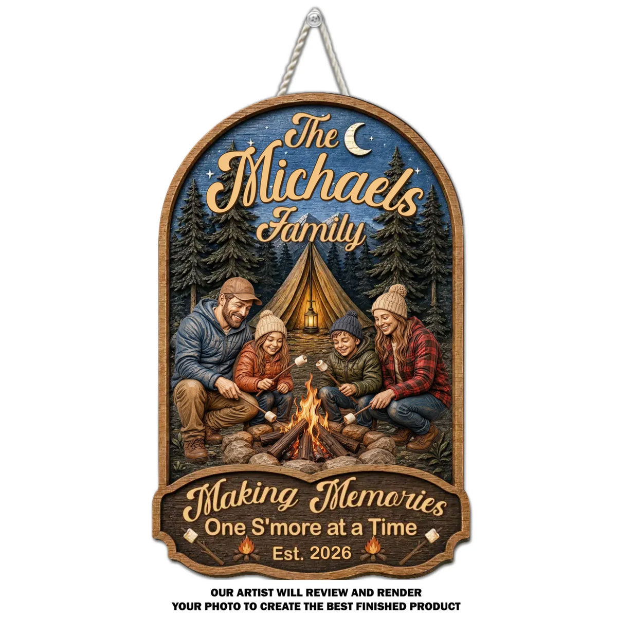 Custom Photo Family Summer Backyard, Patio & Porch Decor • Smores Are Better Together - Personalized Wood Sign