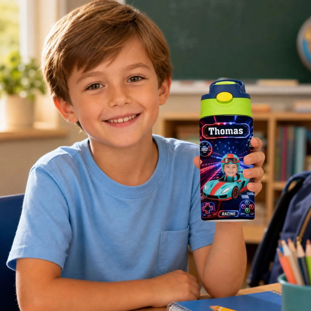 Little Driver Ahead - Personalized Water Bottle With Handle