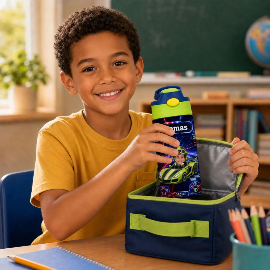 Little Driver Ahead - Personalized Water Bottle With Handle