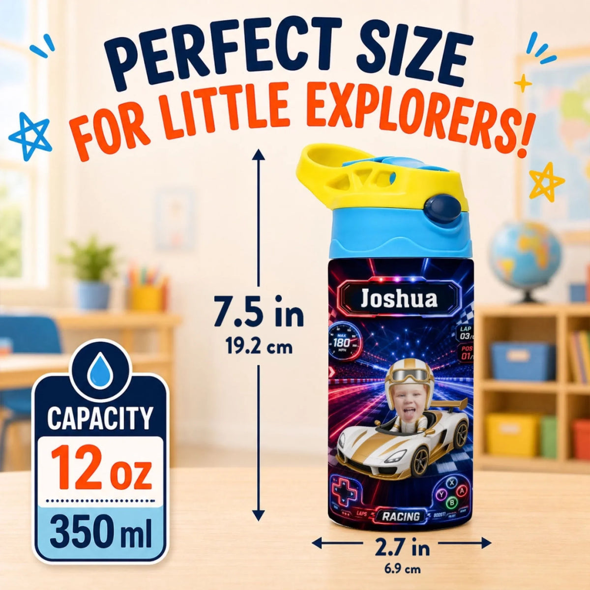 Little Driver Ahead - Personalized Water Bottle With Handle