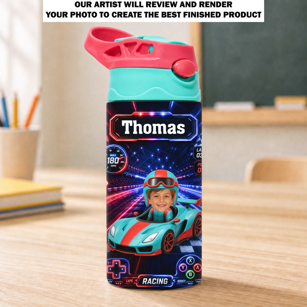 Little Driver Ahead - Personalized Water Bottle With Handle