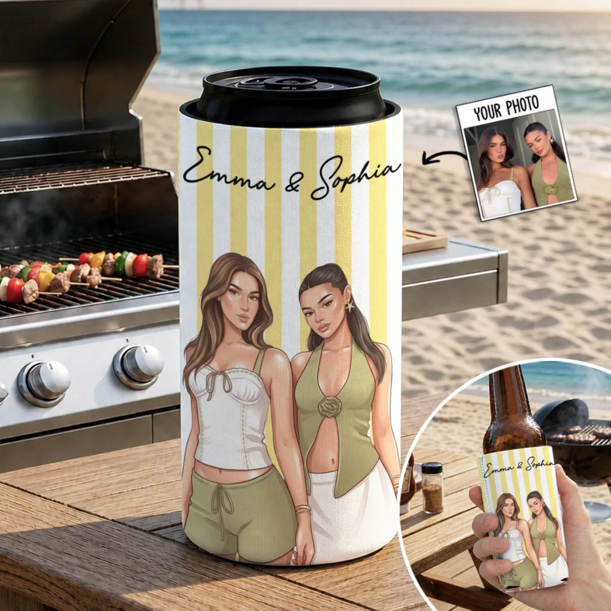 Family & Friends - Personalized Skinny Can Cooler