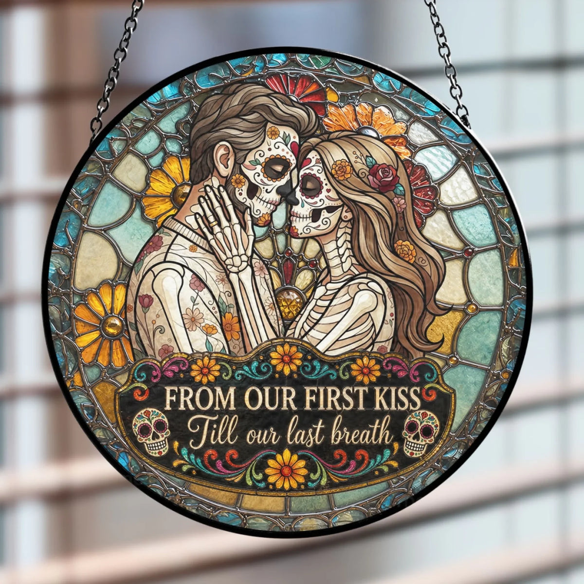 Custom Photo Couple Hanging Decor, Anniversary Valentine's Day Gifts • Eternal Lovers - Personalized Window Hanging Suncatcher