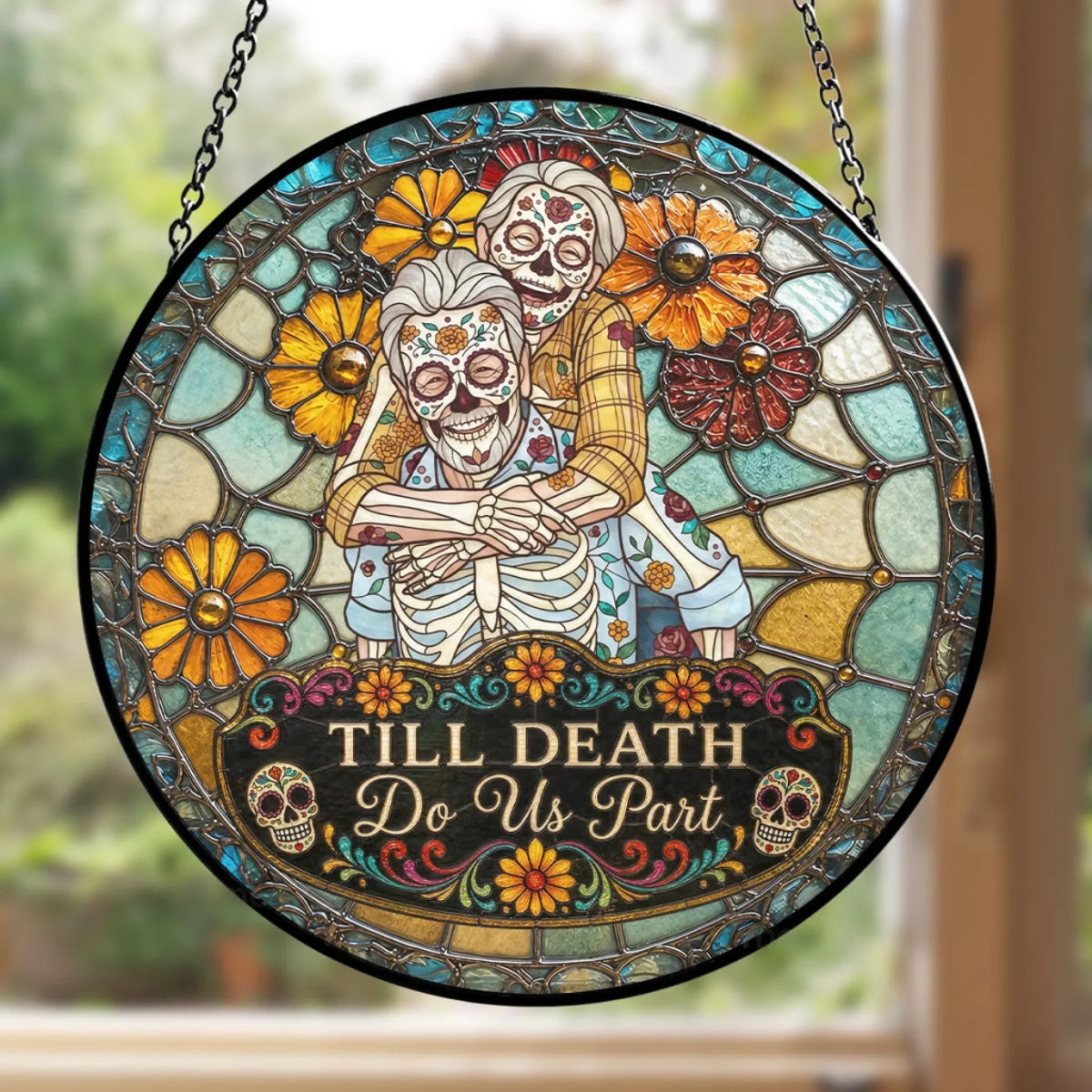 Custom Photo Couple Hanging Decor, Anniversary Valentine's Day Gifts • Eternal Lovers - Personalized Window Hanging Suncatcher