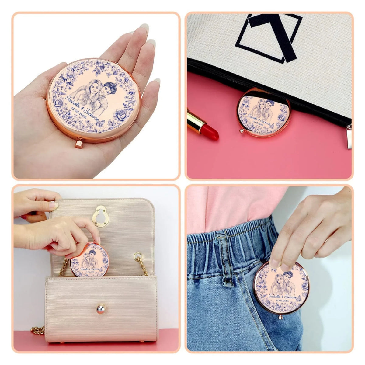 Wishing You Endless Happiness Always - Personalized Compact Mirror