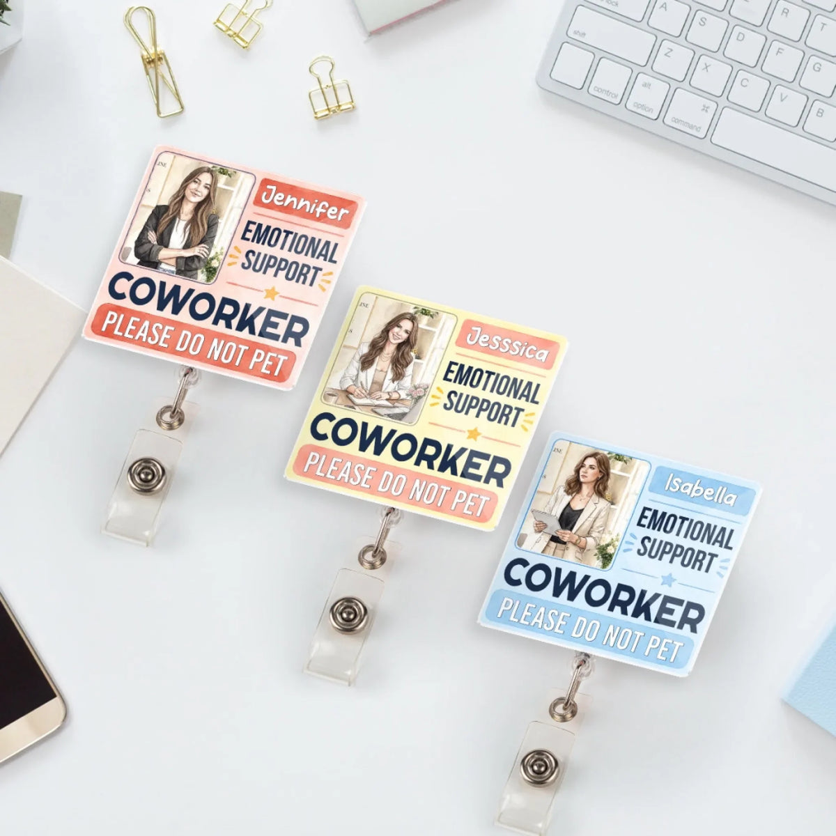 Custom Character ID Holder For Coworker, For Boss, Office Gift With Name • Official Carrier Of Chaos - Personalized Acrylic Badge Reel