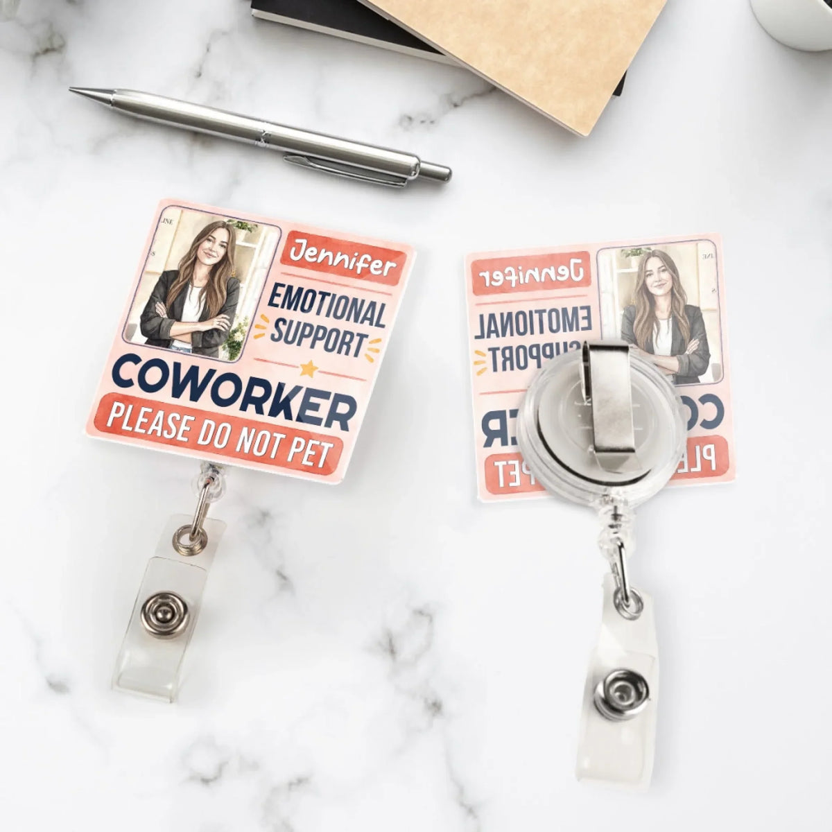 Custom Character ID Holder For Coworker, For Boss, Office Gift With Name • Official Carrier Of Chaos - Personalized Acrylic Badge Reel