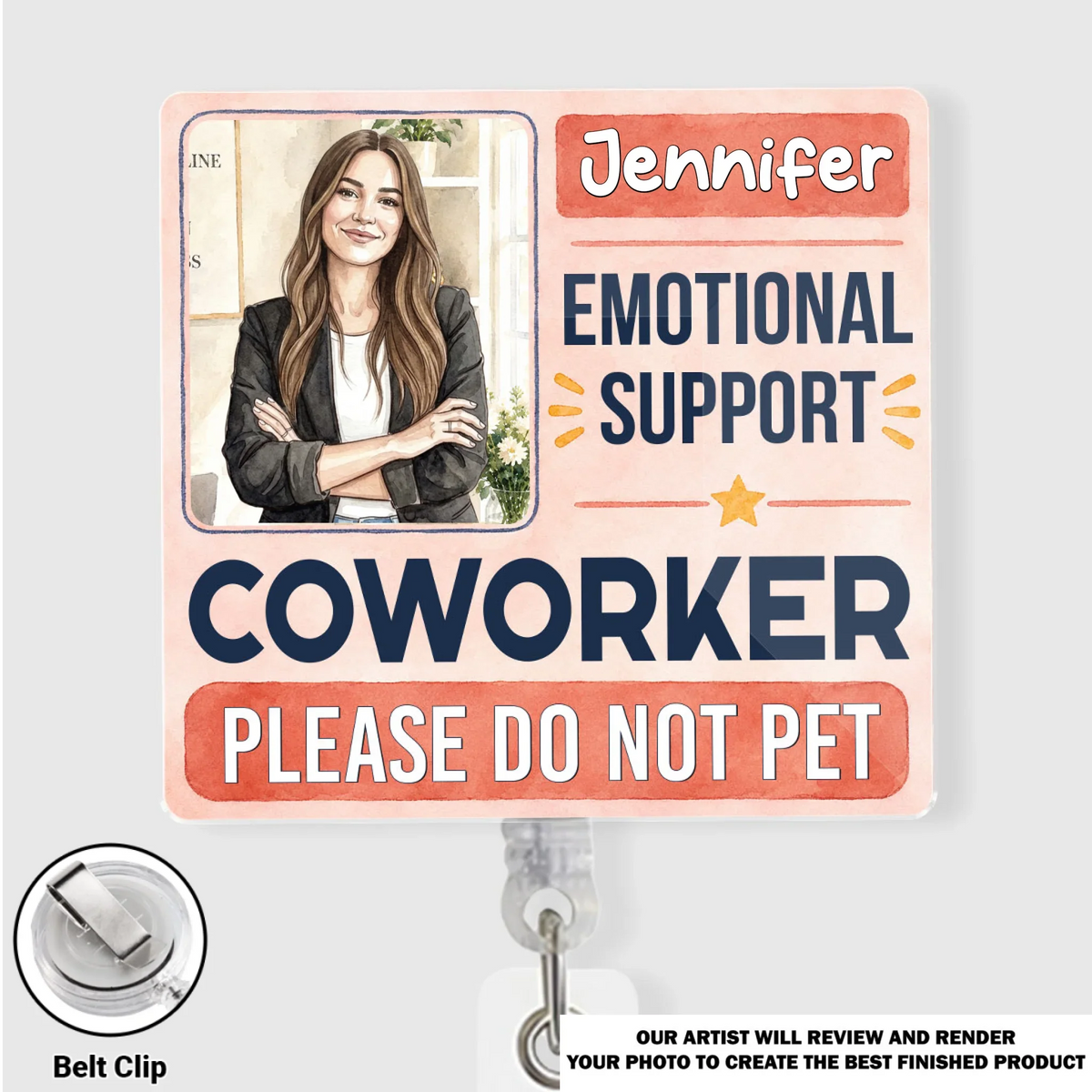 Custom Character ID Holder For Coworker, For Boss, Office Gift With Name • Official Carrier Of Chaos - Personalized Acrylic Badge Reel