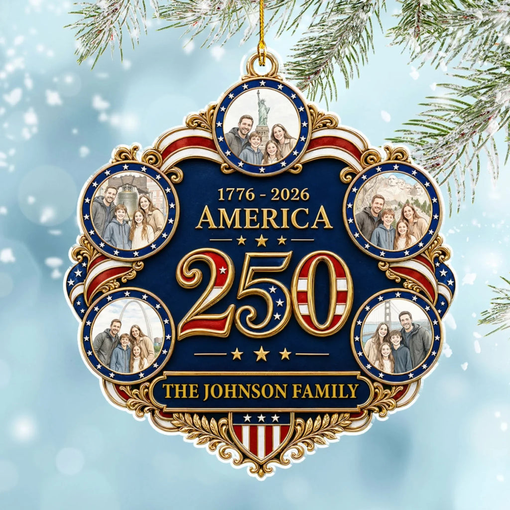 United By Family And Freedom - Personalized 3D Effect Acrylic Ornament